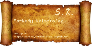 Sarkady Krisztofer névjegykártya